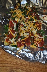 Pre oven baked stuffed eggplant